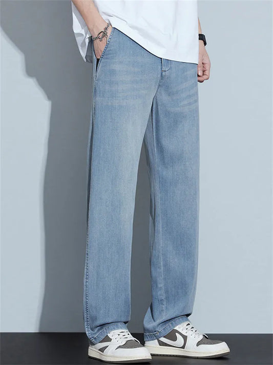 Men’s Lightweight Denim-Look Drawstring Trousers