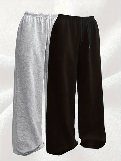 Women’s Wide-Leg Casual Drawstring Sports Trousers