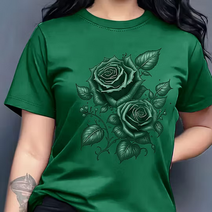 Rose Print Short-Sleeve T-Shirt
