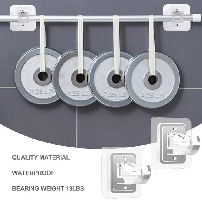 Drill-Free Adjustable Curtain Rod Bracket Holders
