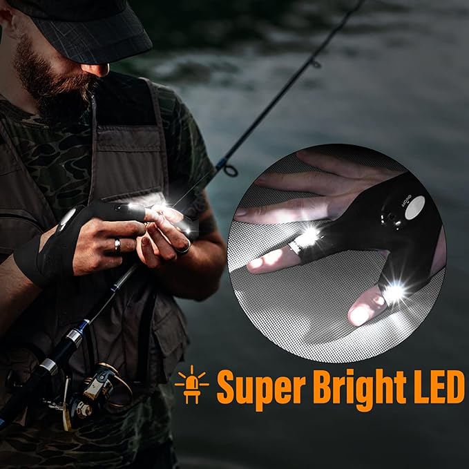 Hands-Free LED Work-Light Half-Finger Gloves