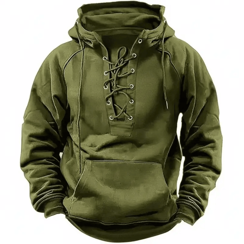 Men’s Long Sleeve Lace Up Hooded Sweatshirt