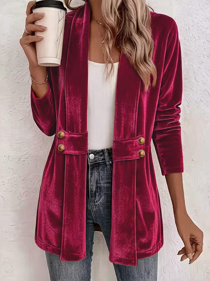 Women's Double Breasted Velvet Look Cardigan