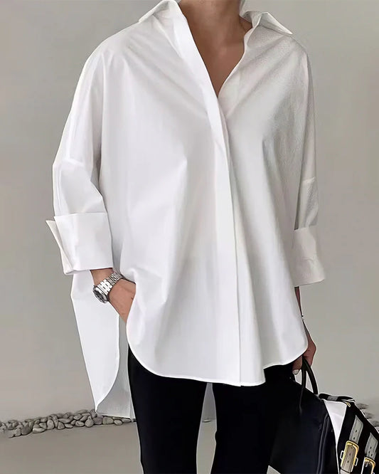 Women’s Relaxed Cotton Blend Long Sleeve Shirt