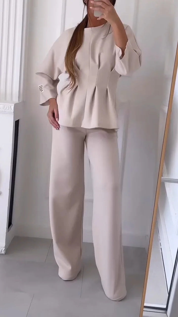 Women’s Casual Two-Piece Top and Trousers Set