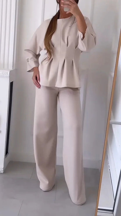 Women’s Casual Two-Piece Top and Trousers Set