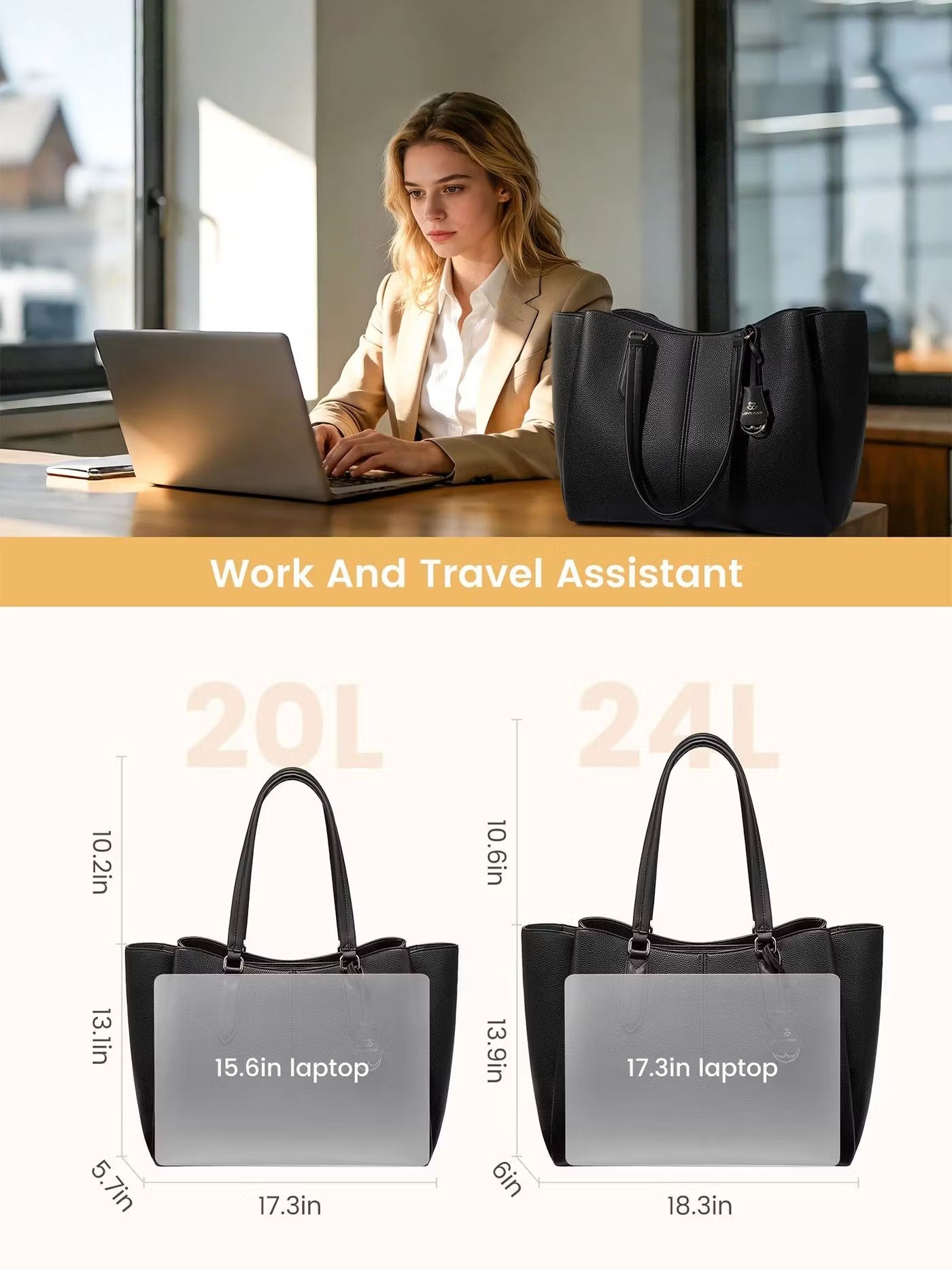 Women’s Multi-Compartment Laptop Tote Bag