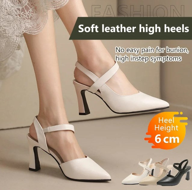 Women’s Soft-Leather-Look Slingback Pointed-Toe Heels