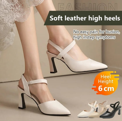 Women’s Soft-Leather-Look Slingback Pointed-Toe Heels