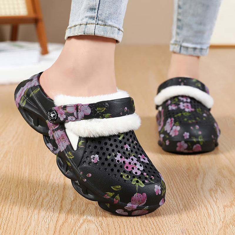 Women's Floral Cosy Lined Clogs