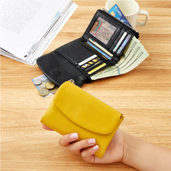 Pebble-Grain Leather-look RFID Wallet
