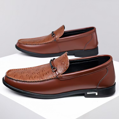 Men's Ostrich-Effect Leather-Look Loafers