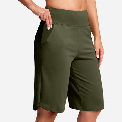 Women’s High-Waist Bermuda Active Shorts with Pockets