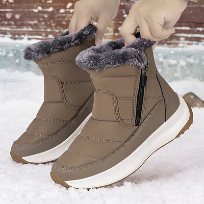 Men’s Easy-Zip Fur-Lined Waterproof Puffer Snow Boots