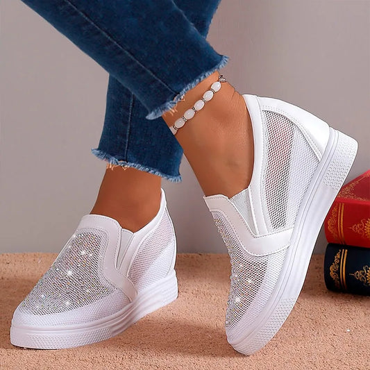 Women's Rhinestone Mesh Slip-On Comfort Trainers