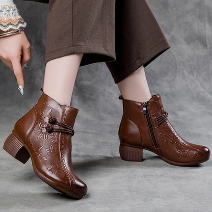 Women’s Warm Leather Comfort Ankle Boots