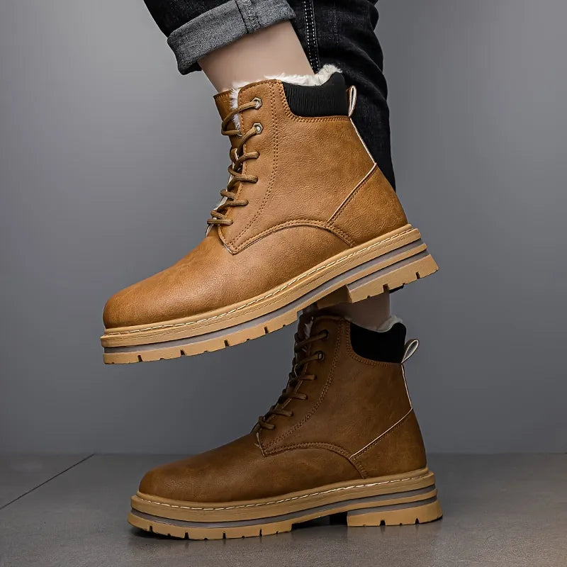 Men’s Insulated Leather-Look High-Top Winter Boots
