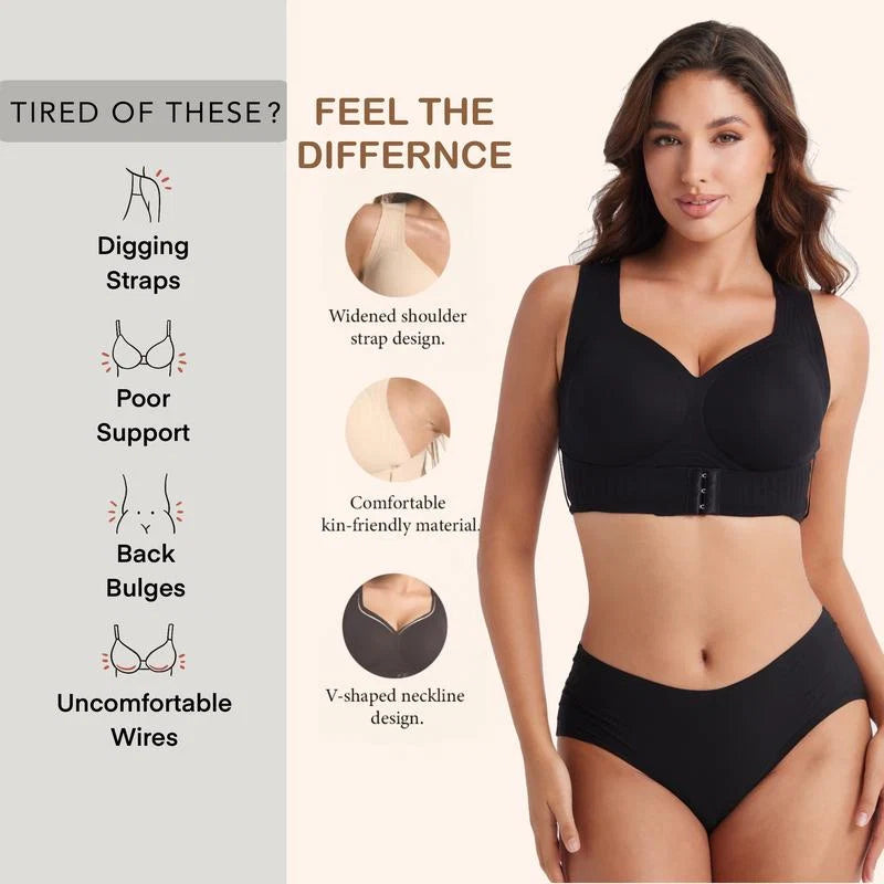 Women's Cross Back Front Closure Wireless Bra