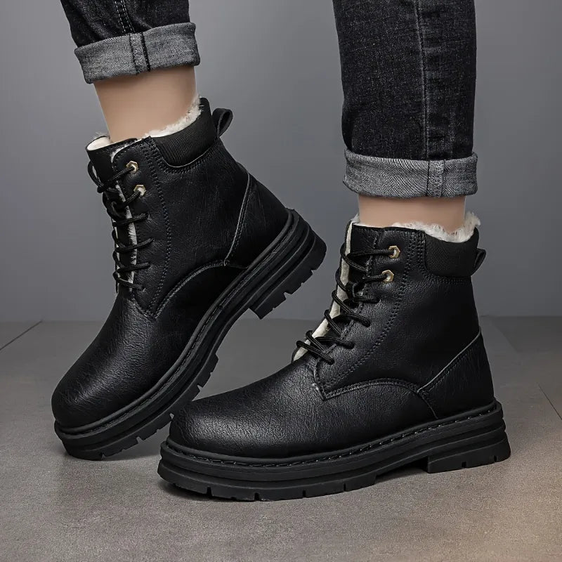 Men’s Insulated Leather-Look High-Top Winter Boots
