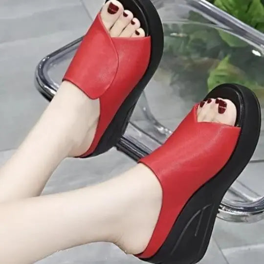 Retro Soft Sole Slope Heel Slippers