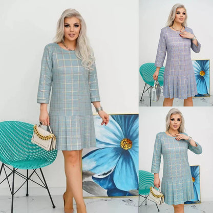Women’s Checked A-Line Pleated Dress