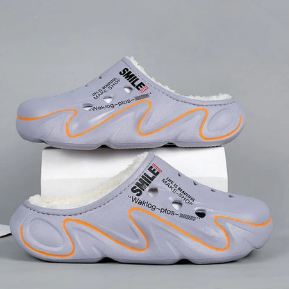 Men’s Plush-Lined Thick Sole Winter Cotton Slippers
