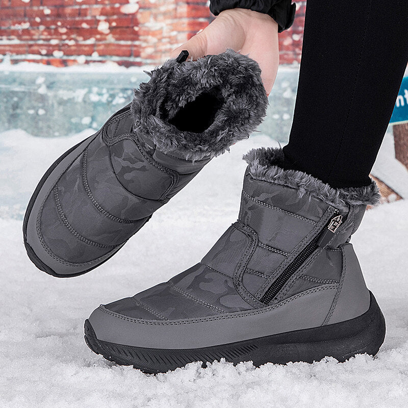 Men’s Easy-Zip Fur-Lined Waterproof Puffer Snow Boots