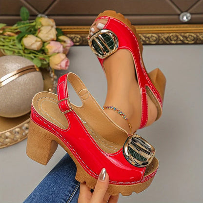 Women’s Vintage Buckle Low Heel Pumps