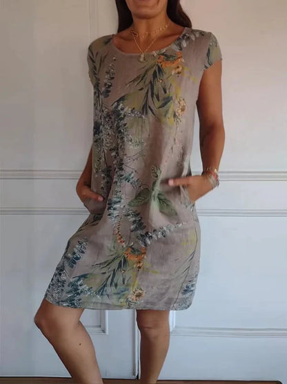 🌼Women's Cotton & Canvas Round Neck Printed Dress