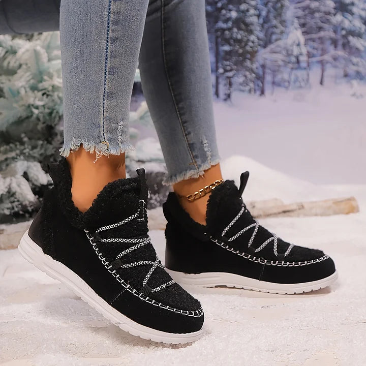 Women’s Fluffy Plush Patchwork Winter Boots