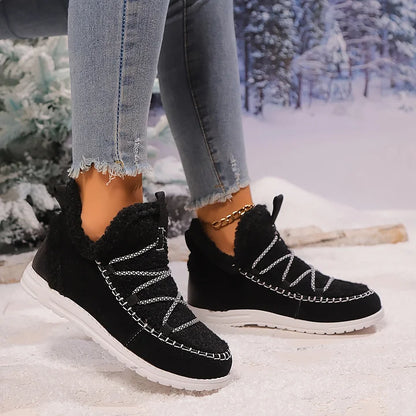 Women’s Fluffy Plush Patchwork Winter Boots