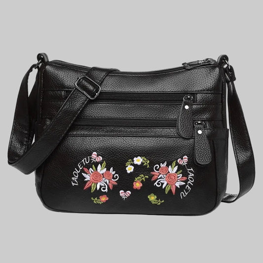 Women’s Printed Soft Leather-Look Multi-Pocket Shoulder Bag