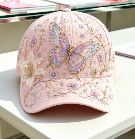 Embroidered Floral Bee Cap