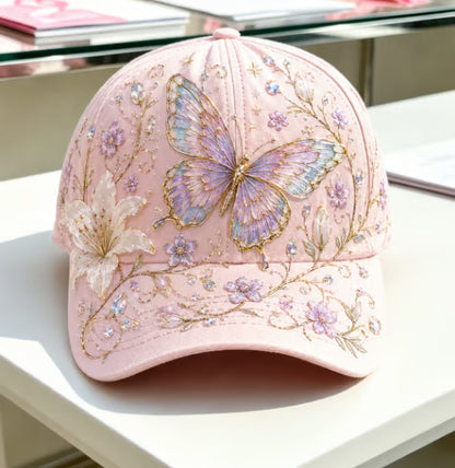 Embroidered Floral Bee Cap