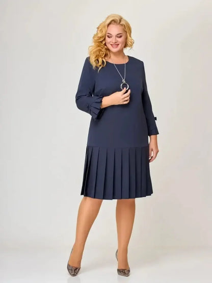 Women's Timeless Solid Colour Pleated Hem Dress