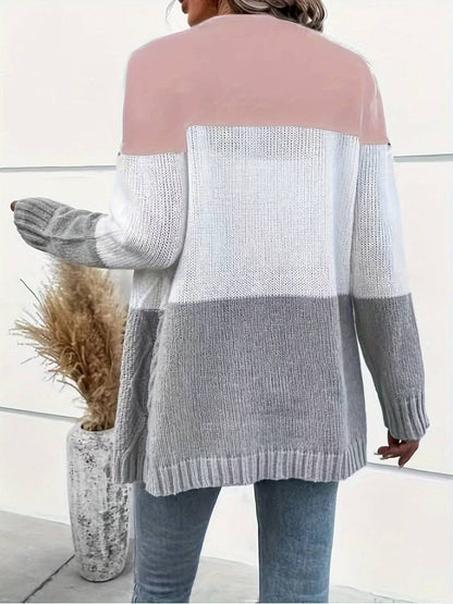 Women’s Two Tone Textured Knit Cardigan