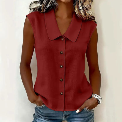 Women's Sleeveless Button-Front Blouse