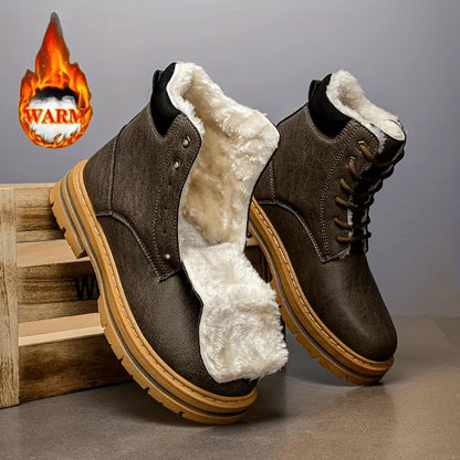 Men’s Insulated Leather-Look High-Top Winter Boots