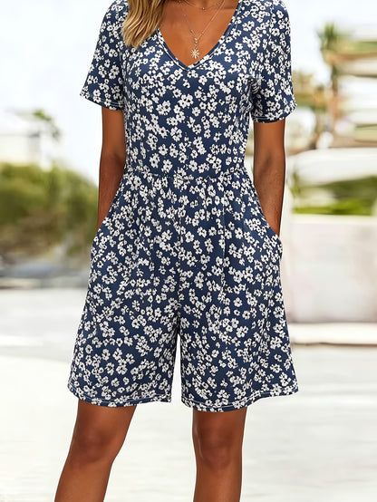 Women's Floral V-Neck Romper