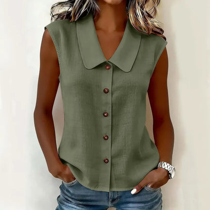 Women's Sleeveless Button-Front Blouse