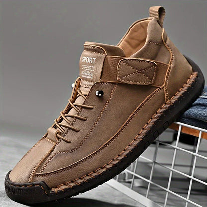Men's Leather-Look Trainers – Soft Comfort & Support