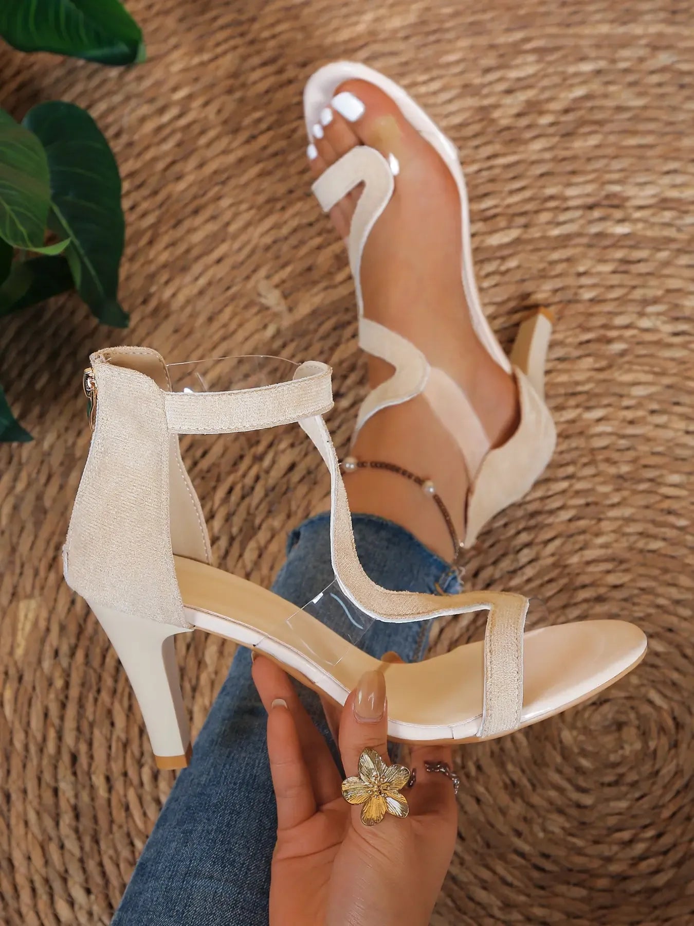 Women's Wave Strap High-Heel Sandals