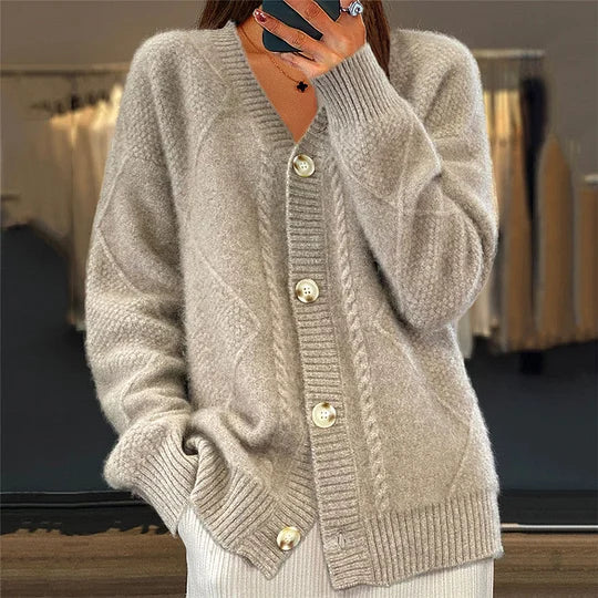 Tanner - Comfortable V-Neck Cashmere-Like Cardigan