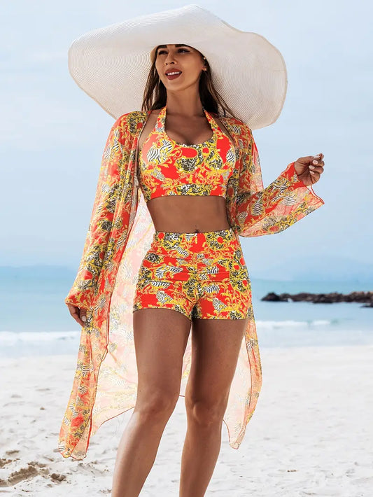 New Stylish Bikini Three-Piece Set with Cover-Up