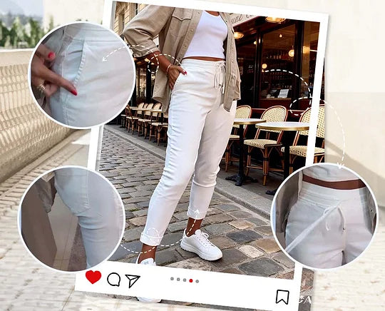 Women’s Elasticated Waist Cotton Pencil Trousers