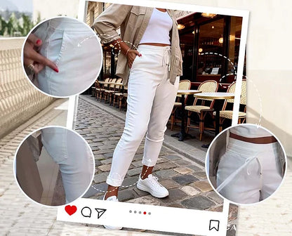 Women’s Elasticated Waist Cotton Pencil Trousers