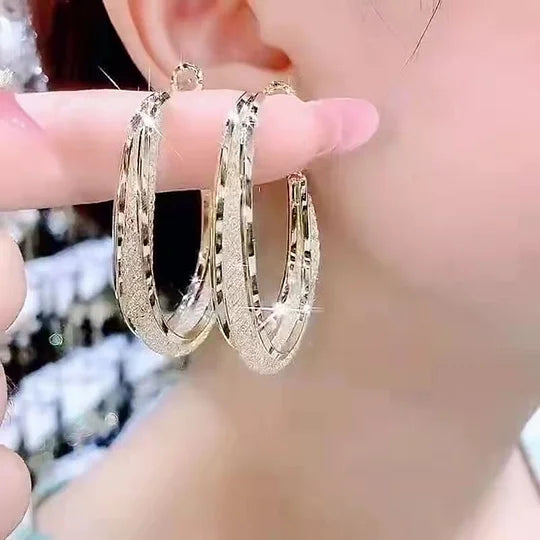 Women’s Oval Woven Mesh Hoop Earrings in 925 Sterling Silver