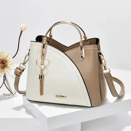 Women’s Modern Two-Tone Top-Handle Crossbody Handbag