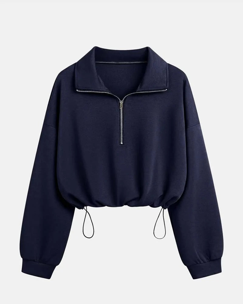 Women's Zip Waist Long Sleeve Sweatshirt