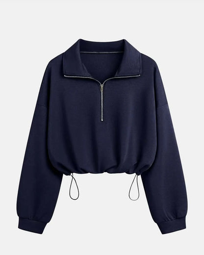 Women's Zip Waist Long Sleeve Sweatshirt